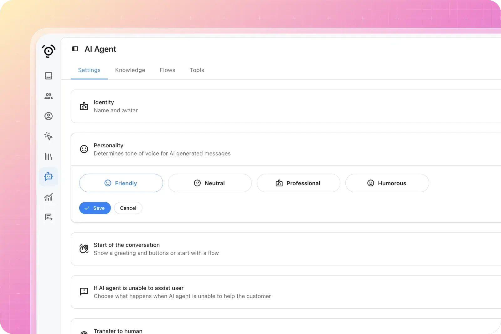 ai agent - settings