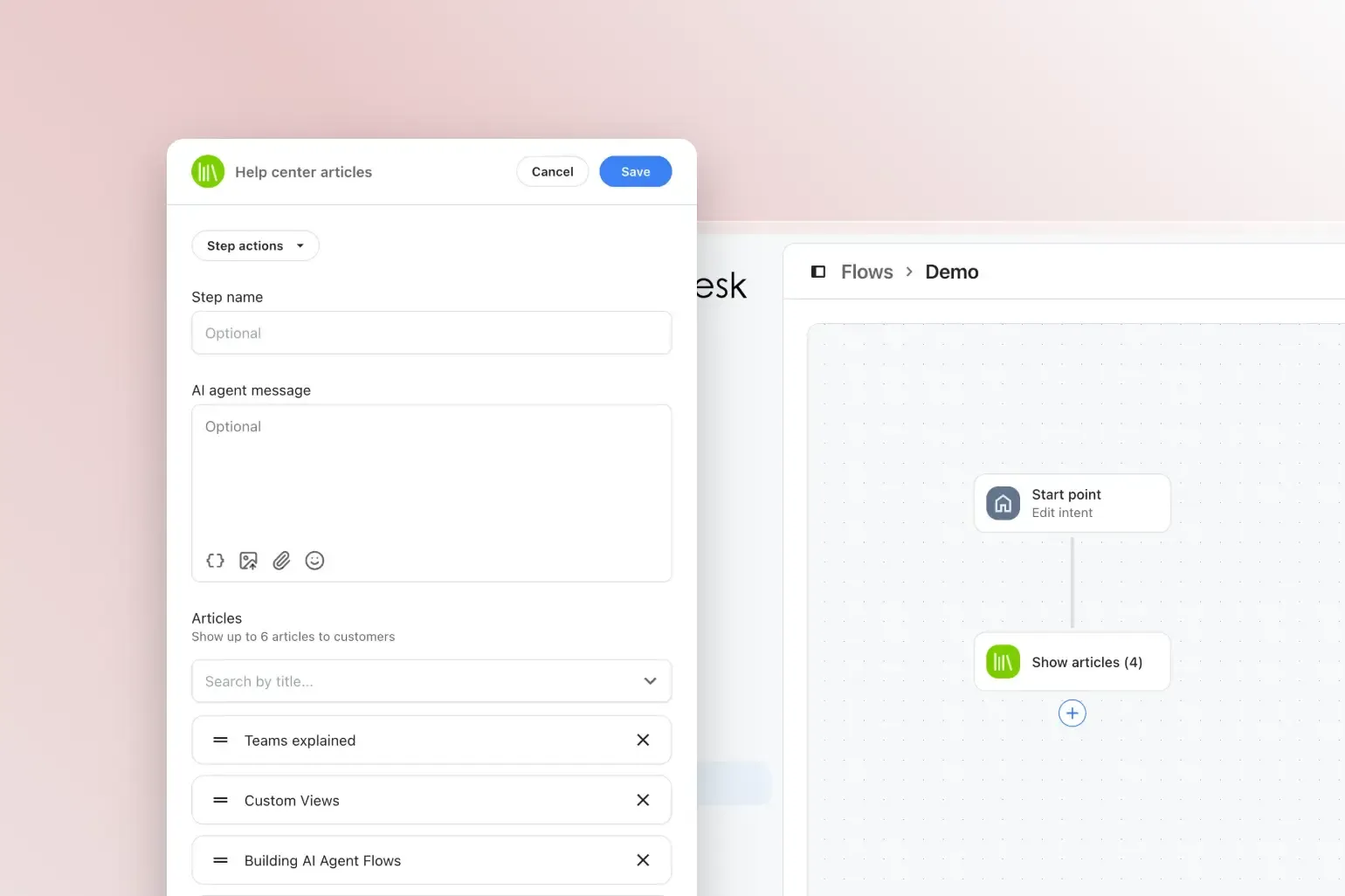 help center - articles in flows