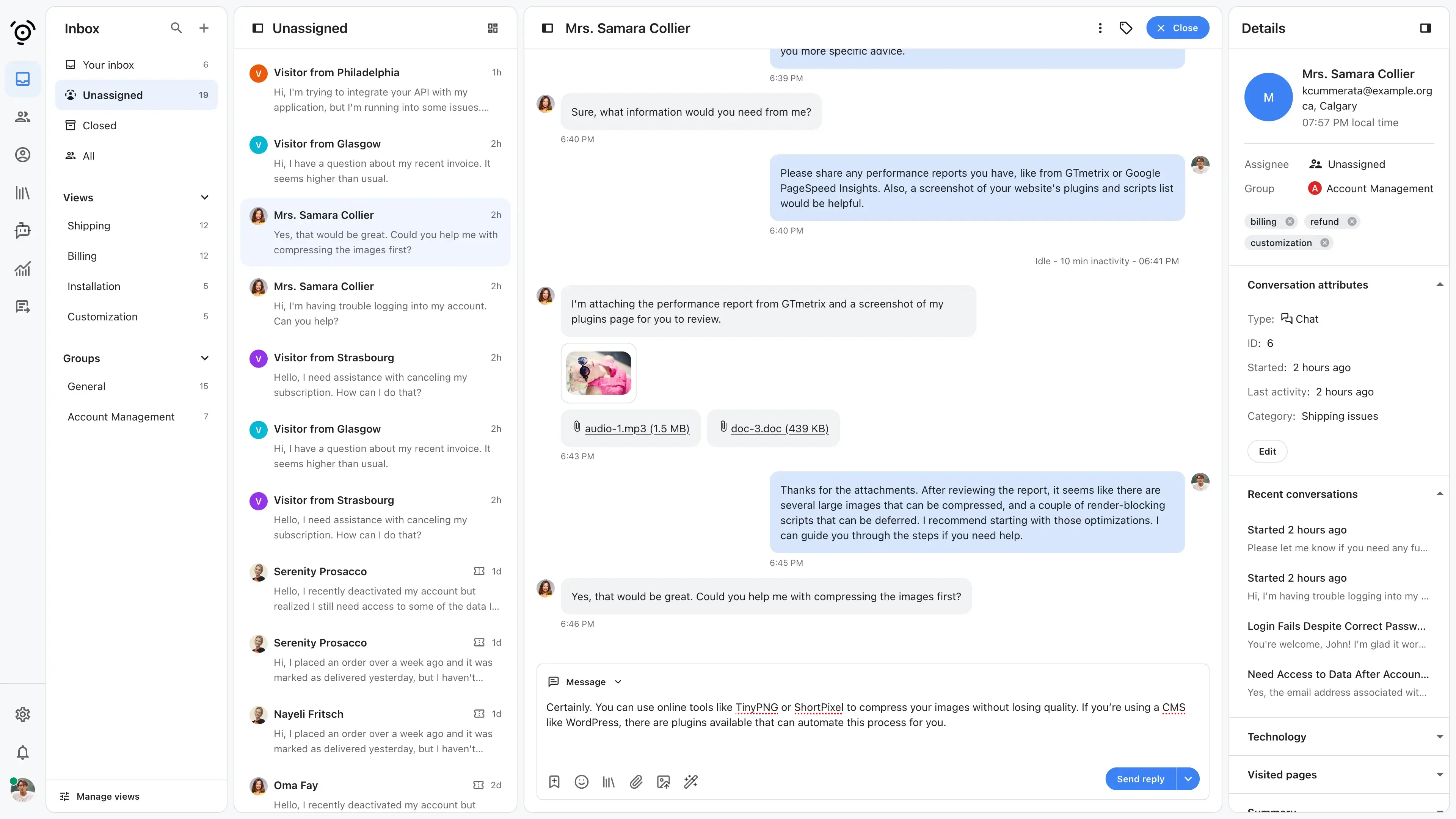 inbox - conversation page