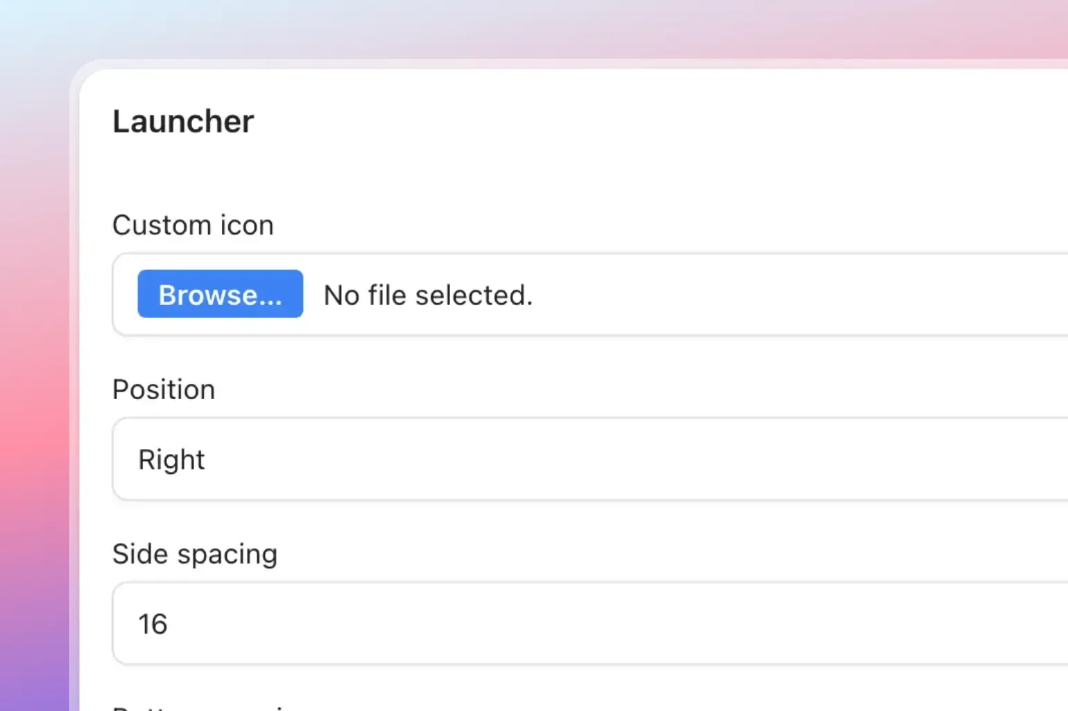 livechat - launcher settings