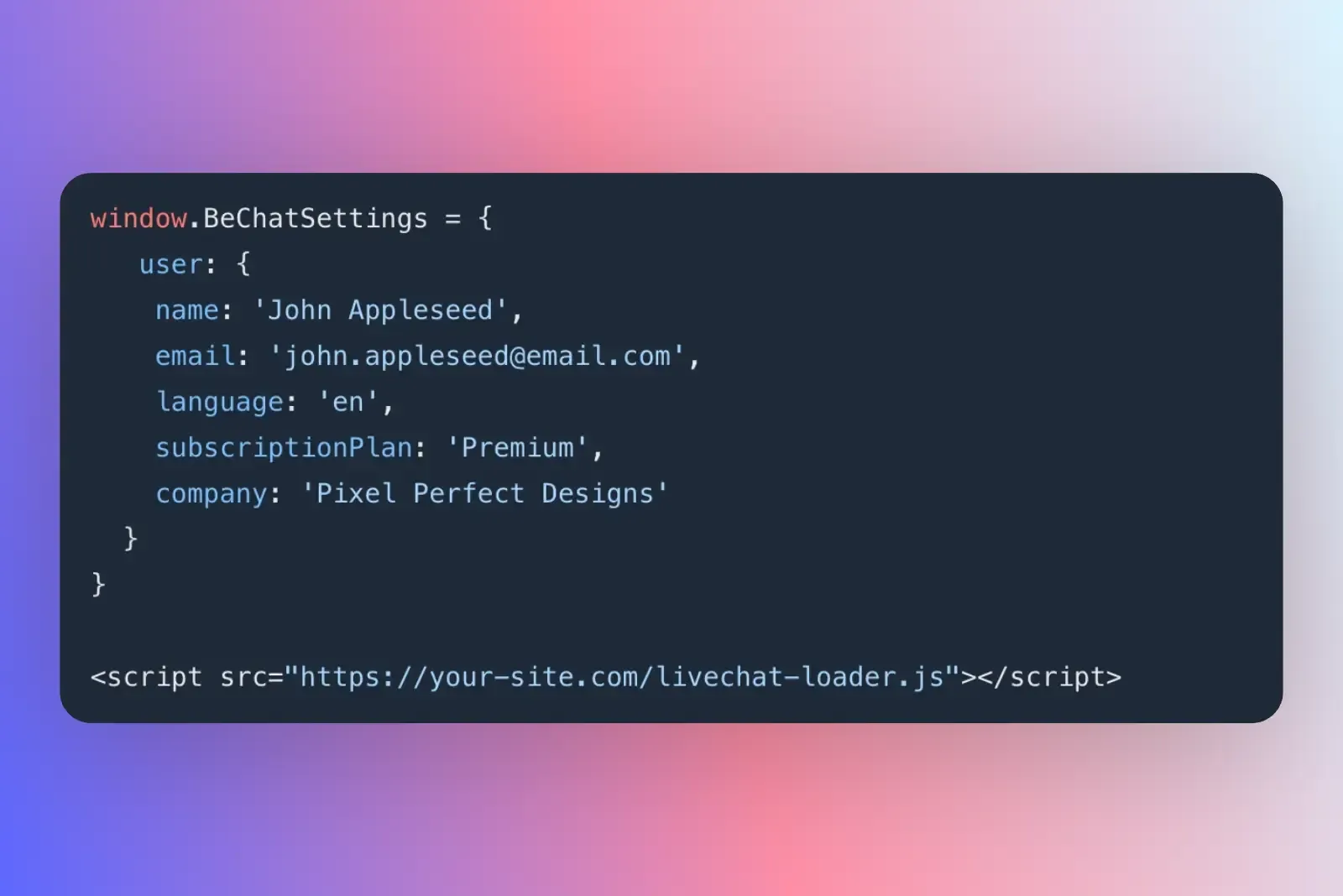 livechat - logged in user