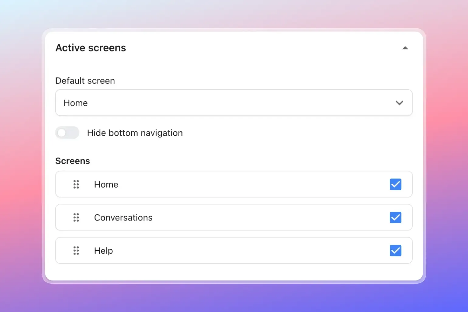 livechat - widget screens settings