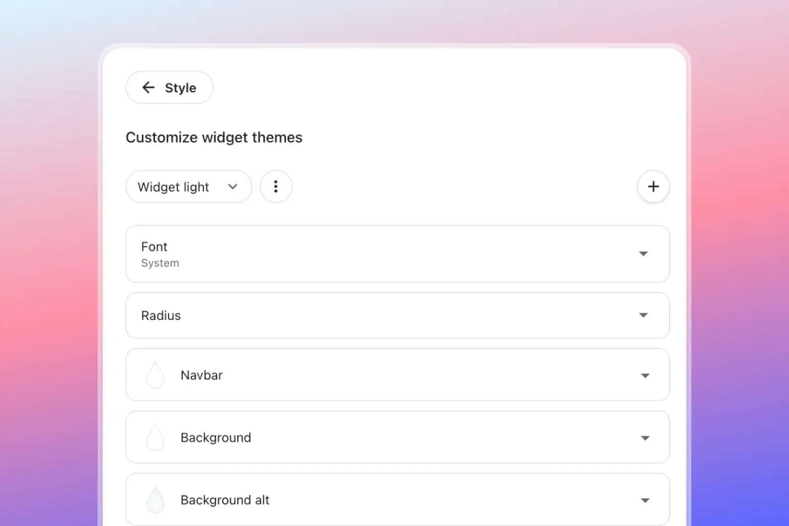 livechat - widget theme settings